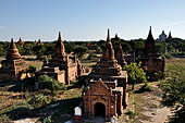 Bagan Myanmar. Cluster of red brick temples near Min myaw yaza  